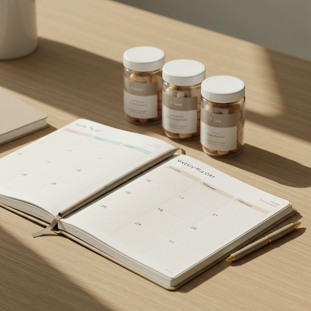 Wochenplaner mit Supplement-Organizer auf dem Schreibtisch